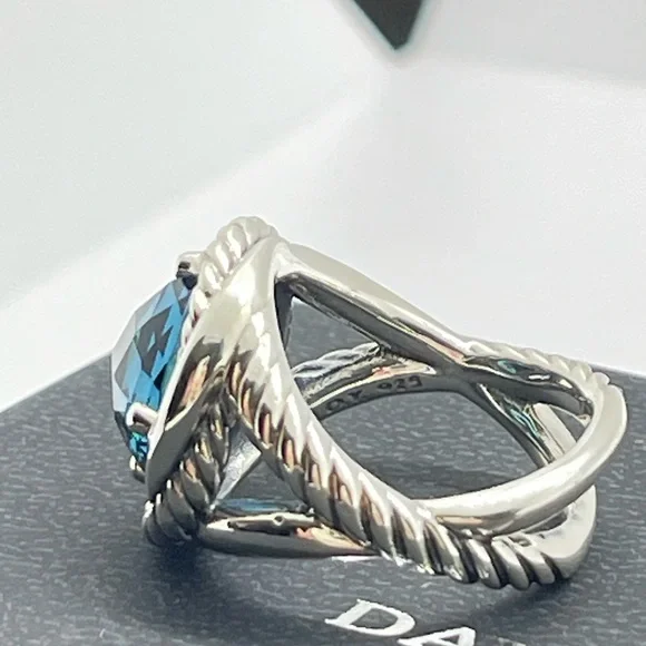 David Yurman Hampton Blue Topaz Infinity Ring - Picture 3 of 10